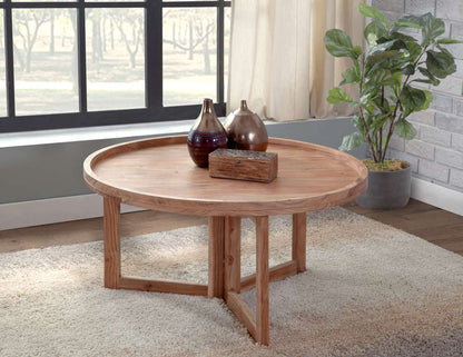 Martin Svensson Home - Naples 36in Solid Wood Round Coffee Table, Natural Acacia - 8713727 veiw 1