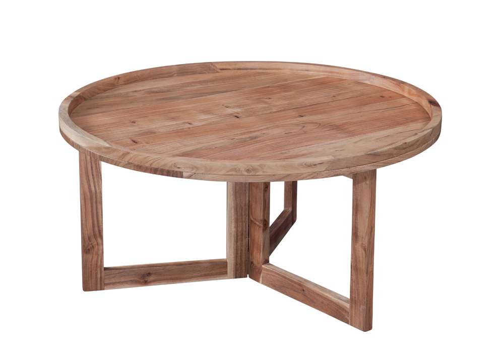 Martin Svensson Home - Naples 36in Solid Wood Round Coffee Table, Natural Acacia - 8713727 veiw 2