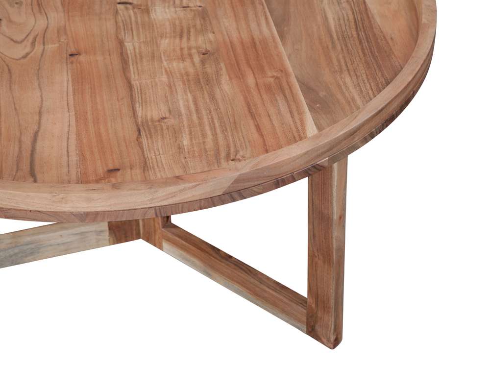 Martin Svensson Home - Naples 36in Solid Wood Round Coffee Table, Natural Acacia - 8713727 veiw 3