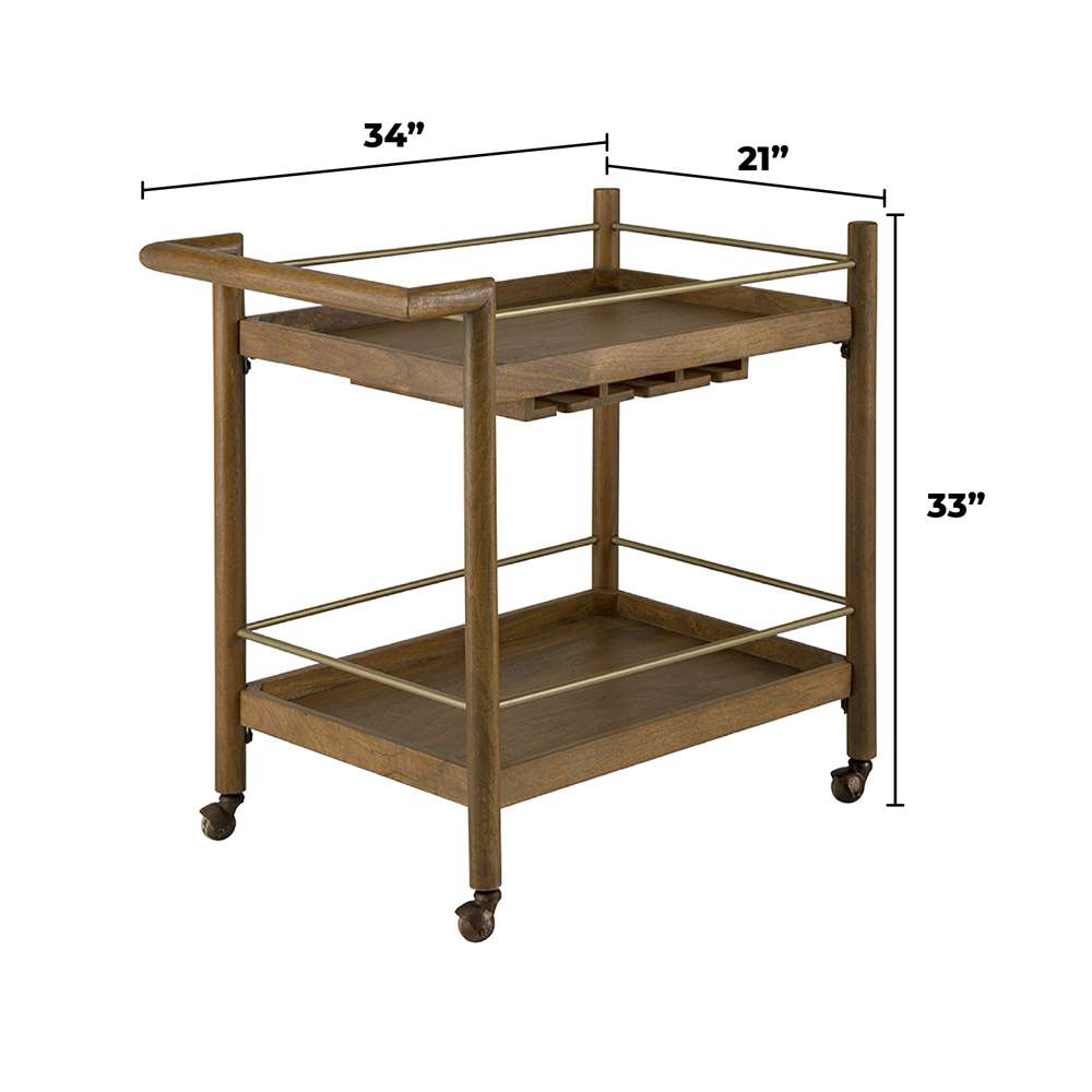 Martin Svensson Home  - Nouveau 2 Shelf Bar Cart with Stemware Storage in Nutmeg - 3715017 veiw 2