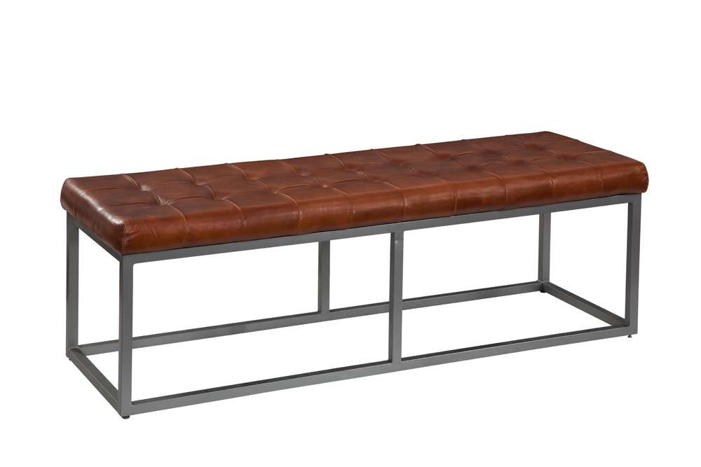 Martin Svensson Home - Quarterhorse Cinnamon Brown Genuine Leather and Metal Accent Bench - 3711348 veiw 1