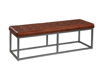 Martin Svensson Home - Quarterhorse Cinnamon Brown Genuine Leather and Metal Accent Bench - 3711348 veiw 1
