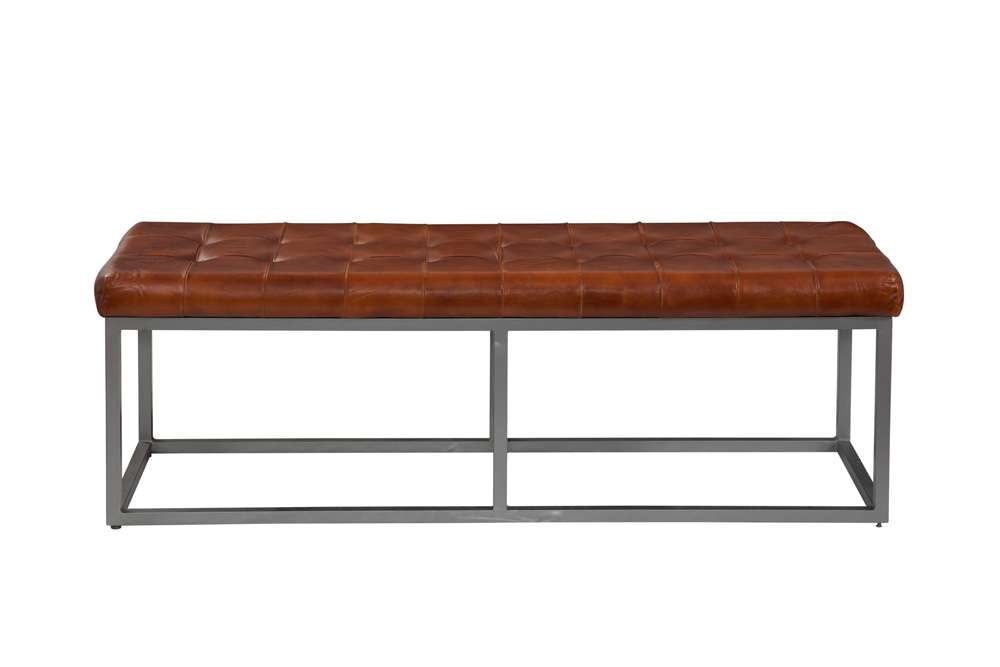 Martin Svensson Home - Quarterhorse Cinnamon Brown Genuine Leather and Metal Accent Bench - 3711348 veiw 2