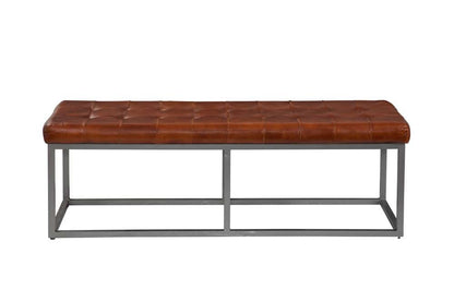 Martin Svensson Home - Quarterhorse Cinnamon Brown Genuine Leather and Metal Accent Bench - 3711348 veiw 2