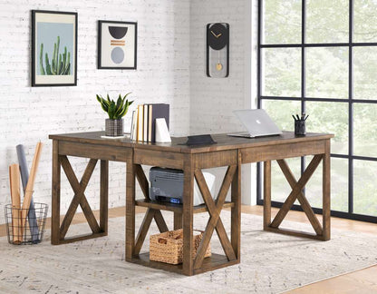 Martin Svensson Home -  Rustic 60in L Desk with Fingerprint Lock, Natural Brown - 7900403 veiw 1