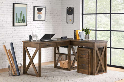 Martin Svensson Home -  Rustic 60in L Desk with Fingerprint Lock, Natural Brown - 7900403 veiw 2