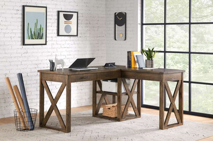 Martin Svensson Home -  Rustic 60in L Desk with Fingerprint Lock, Natural Brown - 7900403 veiw 3