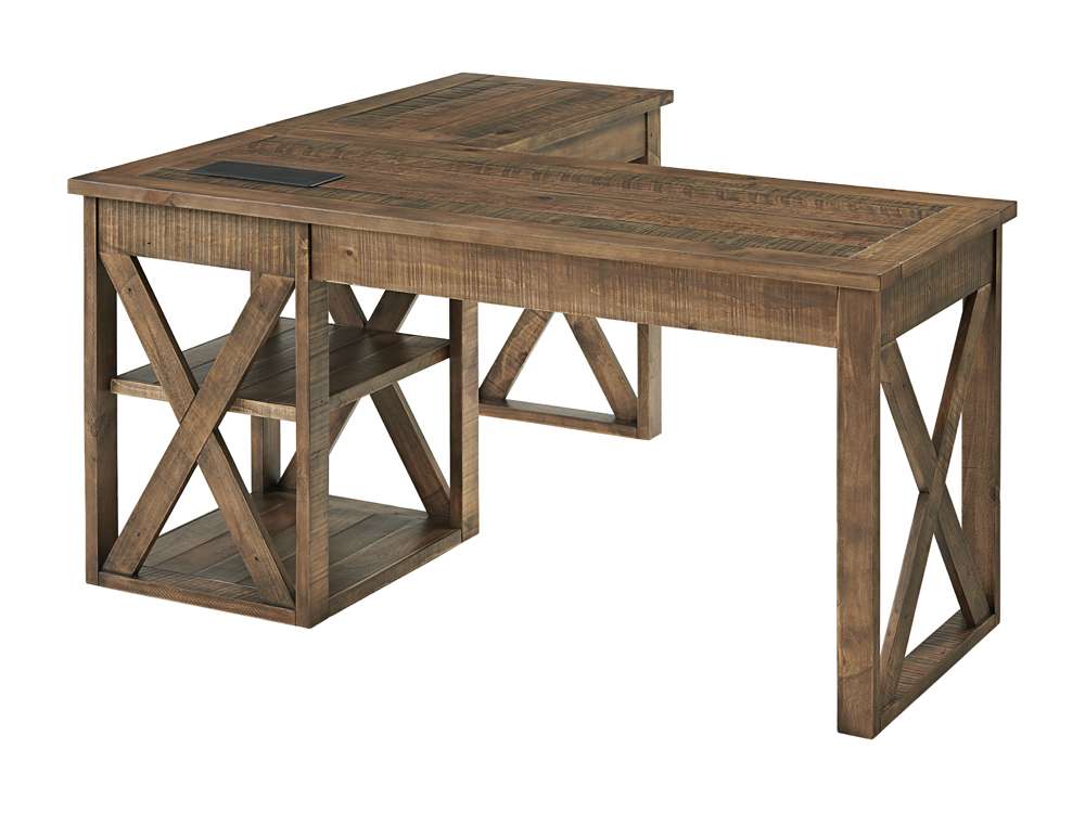 Martin Svensson Home -  Rustic 60in L Desk with Fingerprint Lock, Natural Brown - 7900403 veiw 4