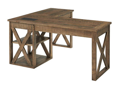 Martin Svensson Home -  Rustic 60in L Desk with Fingerprint Lock, Natural Brown - 7900403 veiw 4
