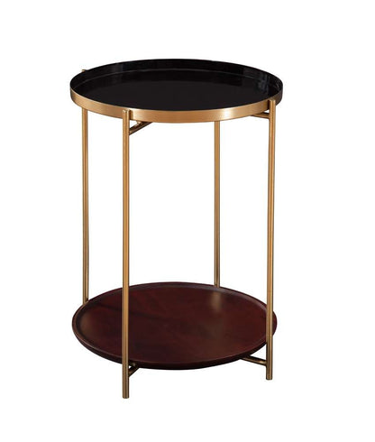 Martin Svensson Home - Stevie 16 Enameled Round Metal and Wood End Table in Black, Cherry, and Bronze - 8702131 veiw 1