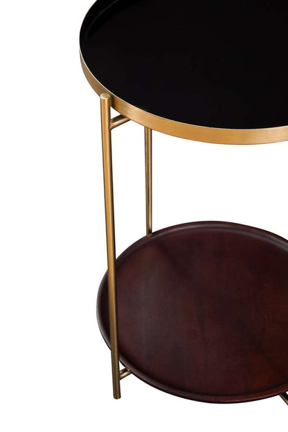 Martin Svensson Home - Stevie 16 Enameled Round Metal and Wood End Table in Black, Cherry, and Bronze - 8702131 veiw 2