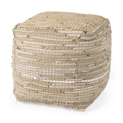 Mercana - Aalia 16.0L x 16.0W x 16.0H Beige Leather and Jute Pouf - 69503 view 1