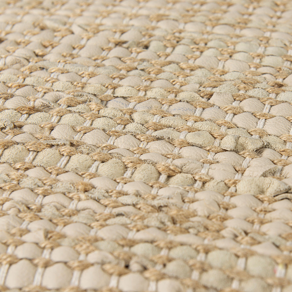 Mercana - Aalia 16.0L x 16.0W x 16.0H Beige Leather and Jute Pouf - 69503 view 6