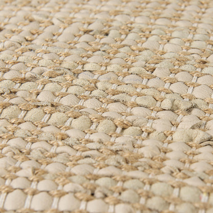 Mercana - Aalia 16.0L x 16.0W x 16.0H Beige Leather and Jute Pouf - 69503 view 6