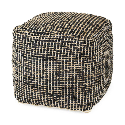 Mercana - Aalia 16.0L x 16.0W x 16.0H Charcoal Leather and Jute Pouf - 69561 view 1