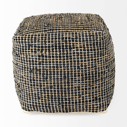 Mercana - Aalia 16.0L x 16.0W x 16.0H Charcoal Leather and Jute Pouf - 69561 view 4