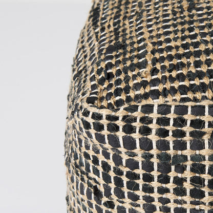 Mercana - Aalia 16.0L x 16.0W x 16.0H Charcoal Leather and Jute Pouf - 69561 view 5