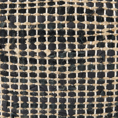 Mercana - Aalia 16.0L x 16.0W x 16.0H Charcoal Leather and Jute Pouf - 69561 view 7