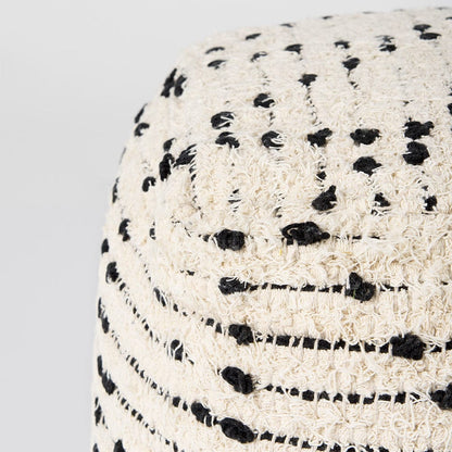 Mercana - Aarohi 16.0L x 16.0W x 16.0H Cream/Black Cotton Patterned Pouf - 69505 view 5