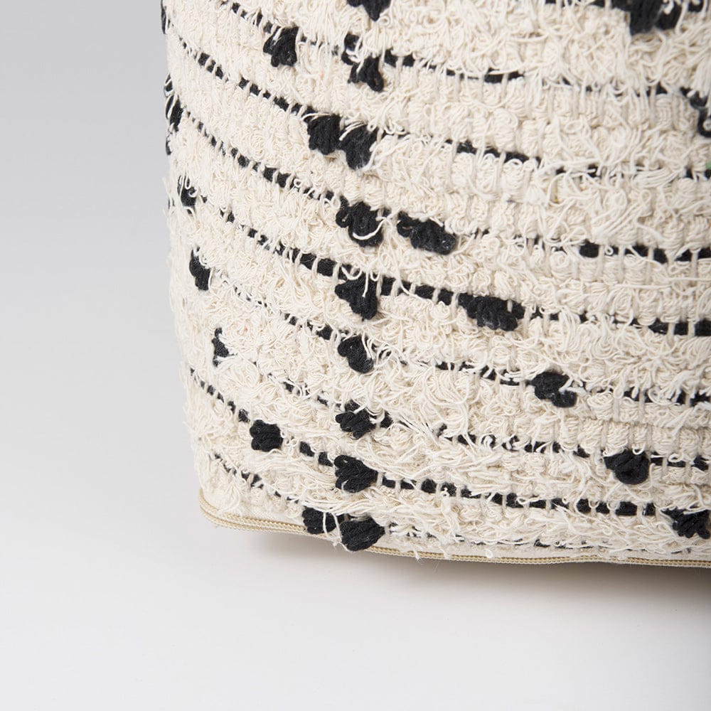 Mercana - Aarohi 16.0L x 16.0W x 16.0H Cream/Black Cotton Patterned Pouf - 69505 view 8