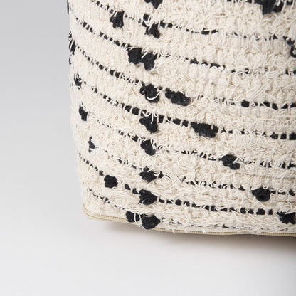 Mercana - Aarohi 16.0L x 16.0W x 16.0H Cream/Black Cotton Patterned Pouf - 69505 view 8