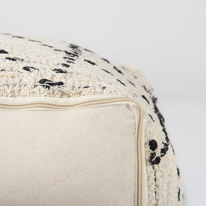 Mercana - Aarohi 16.0L x 16.0W x 16.0H Cream/Black Cotton Patterned Pouf - 69505 view 9