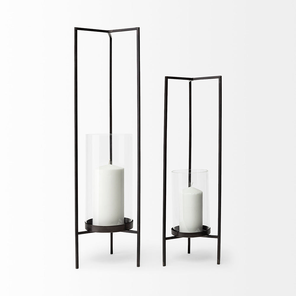 Mercana - Abigail I Large Gunmetal Gray Metal Table Candle Holder - 67699_CLOSEOUT view 4