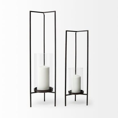 Mercana - Abigail I Large Gunmetal Gray Metal Table Candle Holder - 67699_CLOSEOUT view 4