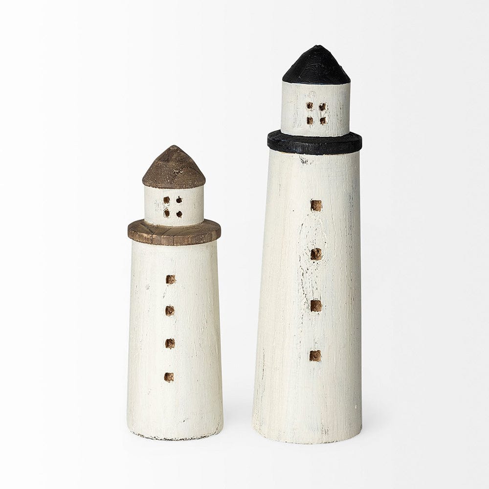 Mercana - Abner Large 4L x 4W White Wooden Coastal Lighthouse - 68795_CLOSEOUT view 3