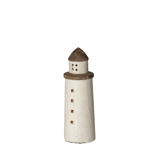Mercana - Abner Small 3L x 3W White Wooden Coastal Lighthouse - 68794_CLOSEOUT view 1