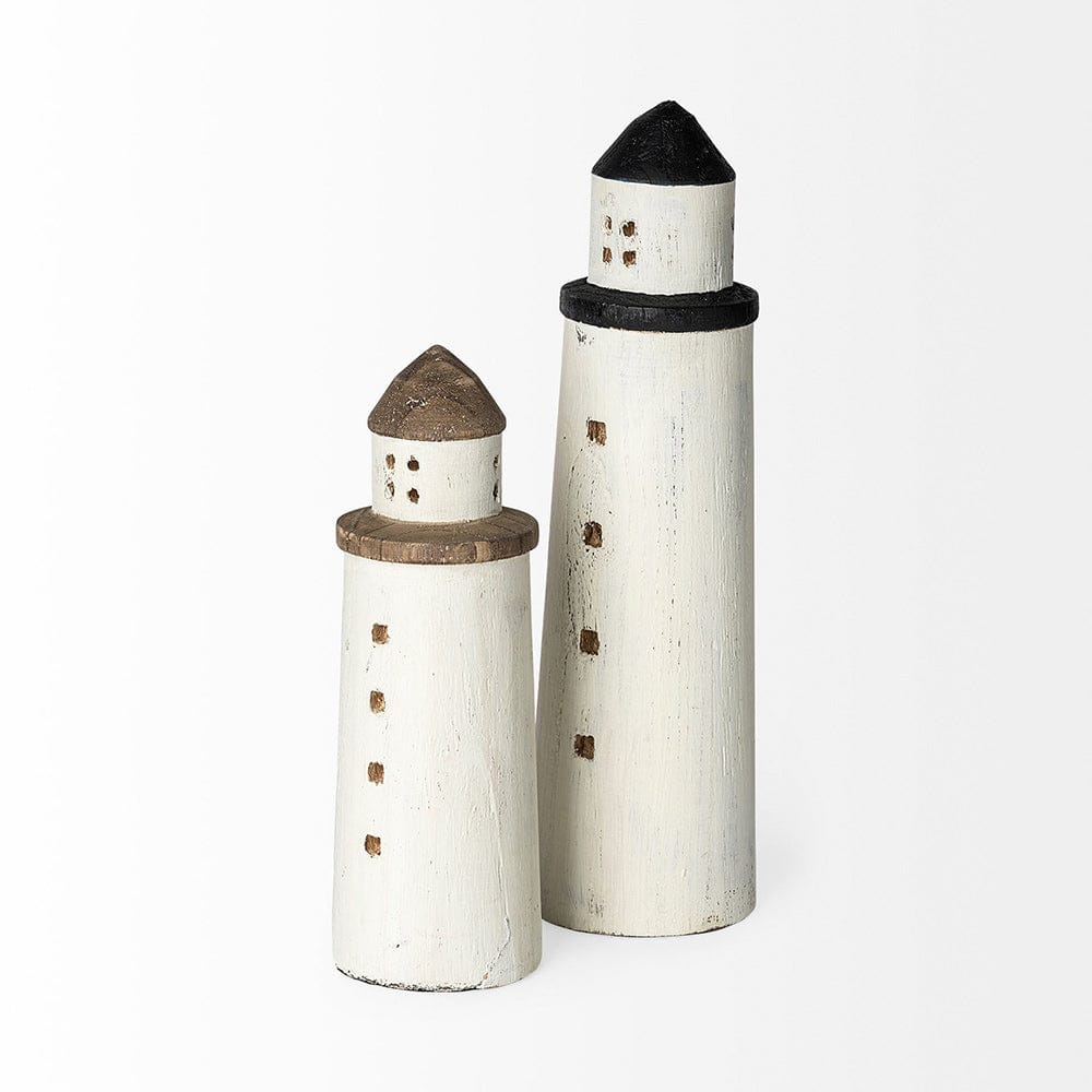Mercana - Abner Small 3L x 3W White Wooden Coastal Lighthouse - 68794_CLOSEOUT view 2
