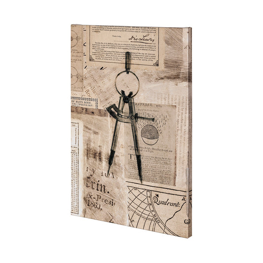 Mercana - Academic Drafters Compass Illustration by Mercana Studio a Hand Embellished Textured Canvas - 100997-L view 1
