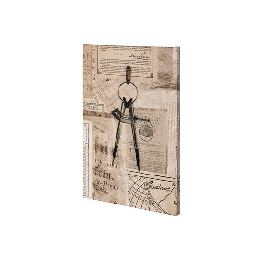 Mercana - Academic Drafters Compass Illustration by Mercana Studio a Hand Embellished Textured Canvas - 100997-S view 1