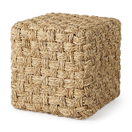 Mercana - Adele 17.7L x 17.7W x 17.7H Medium Brown Seagrass Woven Square Pouf - 69605 view 1