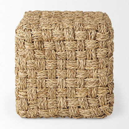 Mercana - Adele 17.7L x 17.7W x 17.7H Medium Brown Seagrass Woven Square Pouf - 69605 view 2