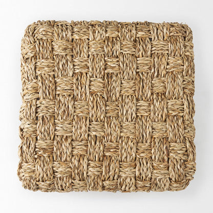 Mercana - Adele 17.7L x 17.7W x 17.7H Medium Brown Seagrass Woven Square Pouf - 69605 view 4