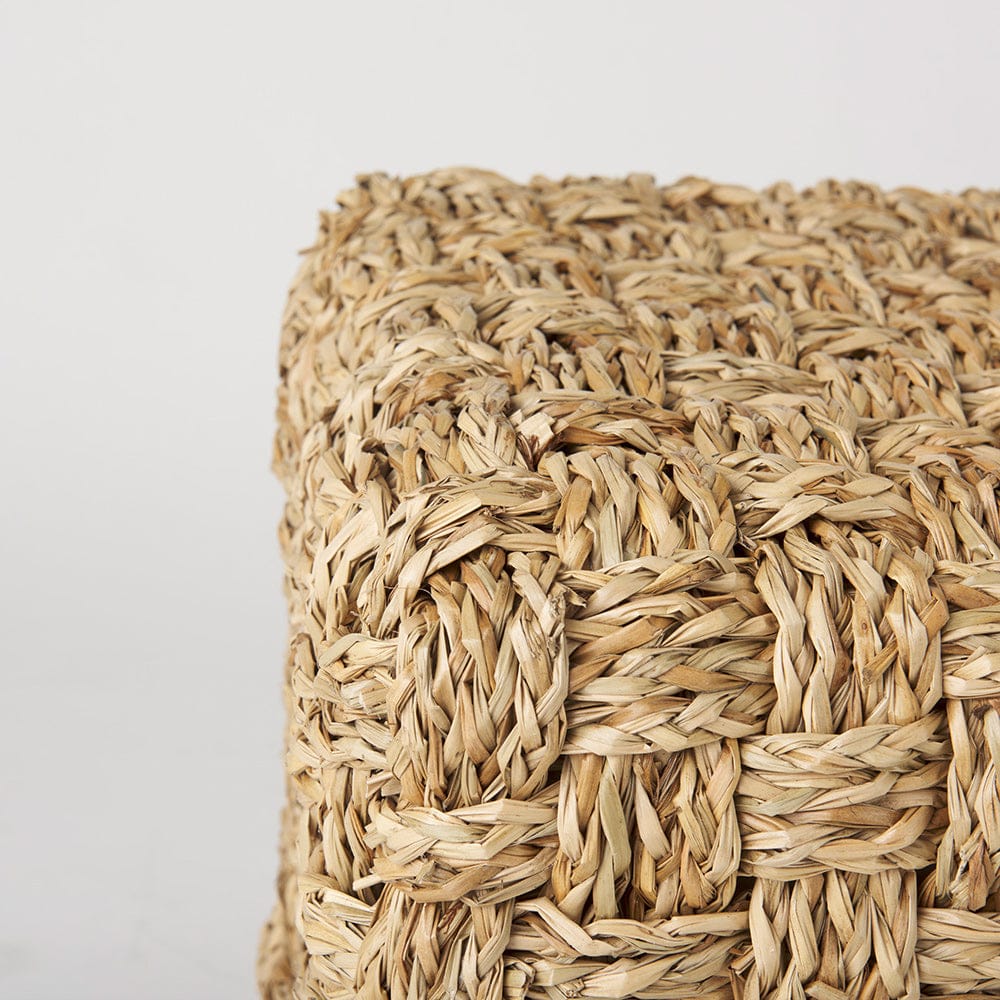 Mercana - Adele 17.7L x 17.7W x 17.7H Medium Brown Seagrass Woven Square Pouf - 69605 view 5