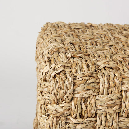Mercana - Adele 17.7L x 17.7W x 17.7H Medium Brown Seagrass Woven Square Pouf - 69605 view 5