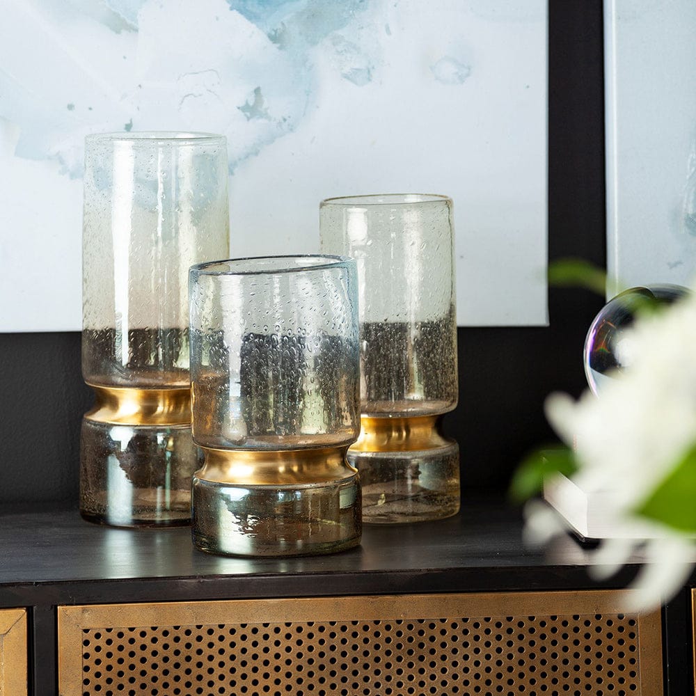 Mercana - Adriatic I Small Brushed Gold Metal Glass Vase - 67946 view 2