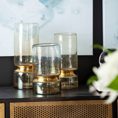 Mercana - Adriatic I Small Brushed Gold Metal Glass Vase - 67946 view 2