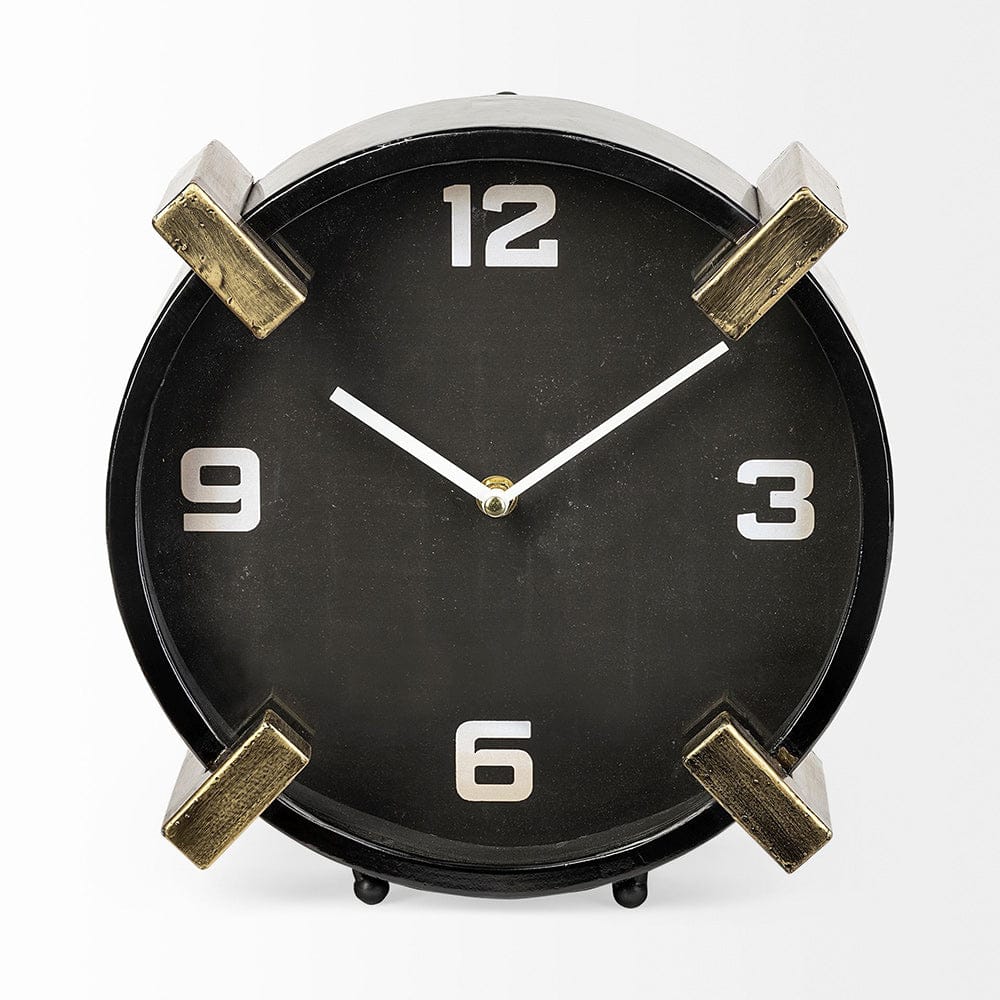 Mercana - Agar Black Metal Round Table Clock - 68732 view 2