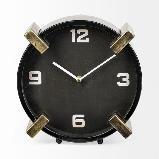 Mercana - Agar Black Metal Round Table Clock - 68732 view 2