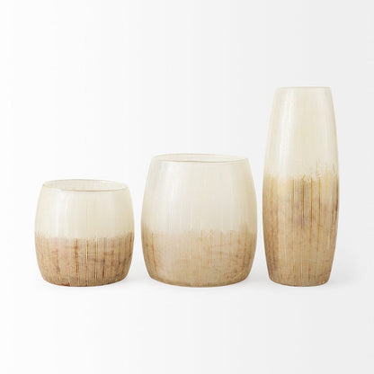 Mercana - Agnetha 8.6L x 8.6W x 9.0H Gold/Cream Ombre Glass Vase - 69549 view 2