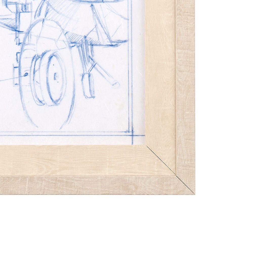 Mercana - Airplane Mechanical Sketch II by Ethan Harper a Hand Embellished Textured Framed Art Print - 13507 view 3