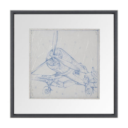 Mercana - Airplane Mechanical Sketch II by Ethan Harper Hand Embellished Framed Art Print Matted under Glass - 13505 view 1