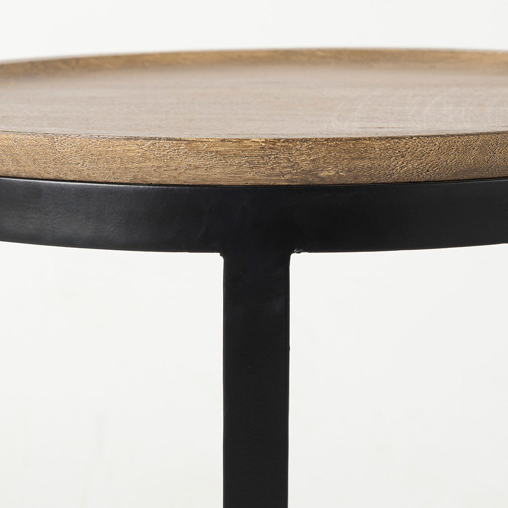 Mercana - Aisley 19.3L x 19.3W x 19H Light Brown Wood W/ Black Metal Base Round Nesting Side Tables (Set of 2) - 69283 view 7