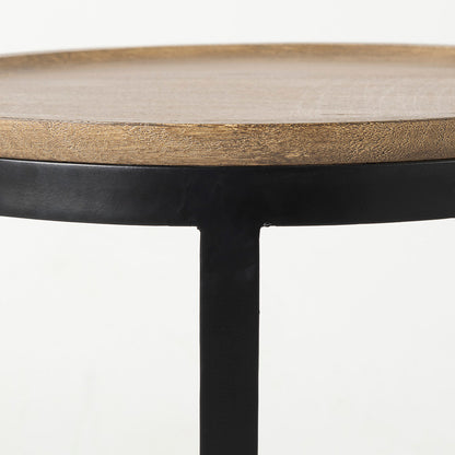 Mercana - Aisley 19.3L x 19.3W x 19H Light Brown Wood W/ Black Metal Base Round Nesting Side Tables (Set of 2) - 69283 view 7