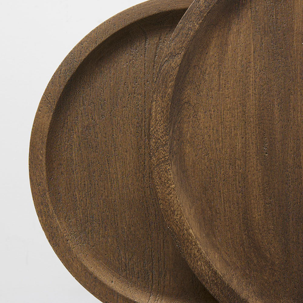 Mercana - Aisley 19.3L x 19.3W x 19H Light Brown Wood W/ Black Metal Base Round Nesting Side Tables (Set of 2) - 69283 view 9