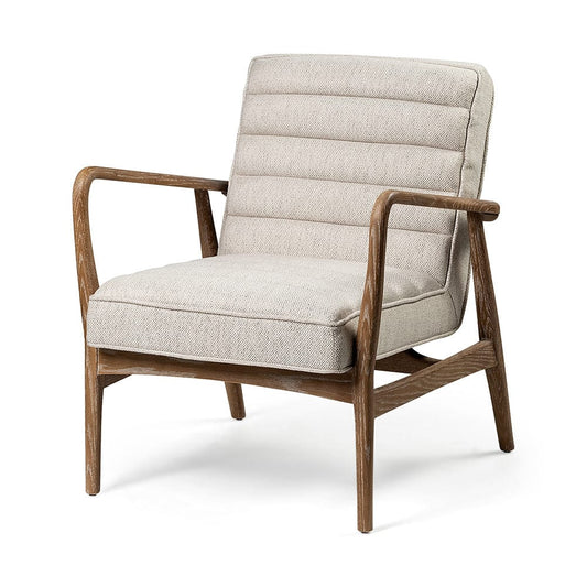 Mercana - Ajax II Cream Fabric W/ Brown Wooden Frame Accent Chair - 68705 view 1