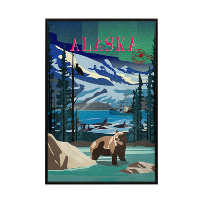 Mercana - Alaska Go USA SM by Mercana Studio a Hand Embellished Decograph Framed Art Print - 15644 view 1